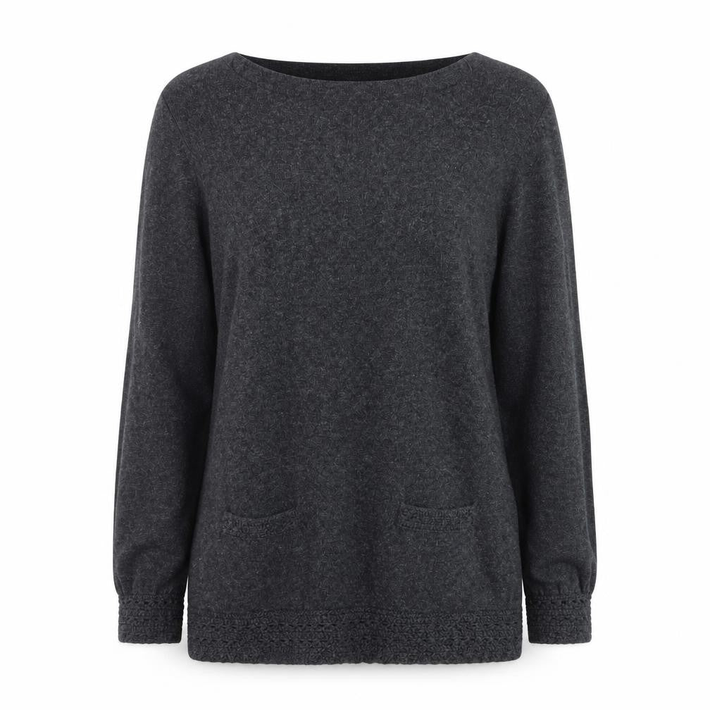 Country Casuals Women Grey Wool Blend Boat Neck Long Sleeve Pullover Jumper XL