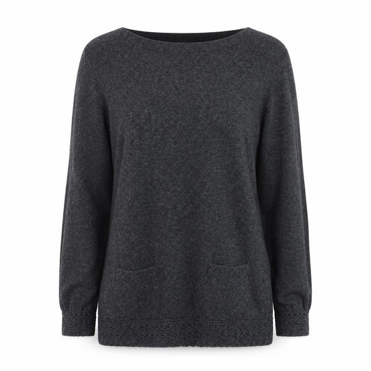 Country Casuals Women Grey Wool Blend Boat Neck Long Sleeve Pullover Jumper XL