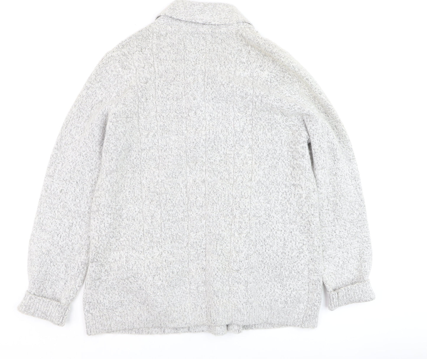 Maine New England Women’s Grey Cable-Knit Cardigan Size 16