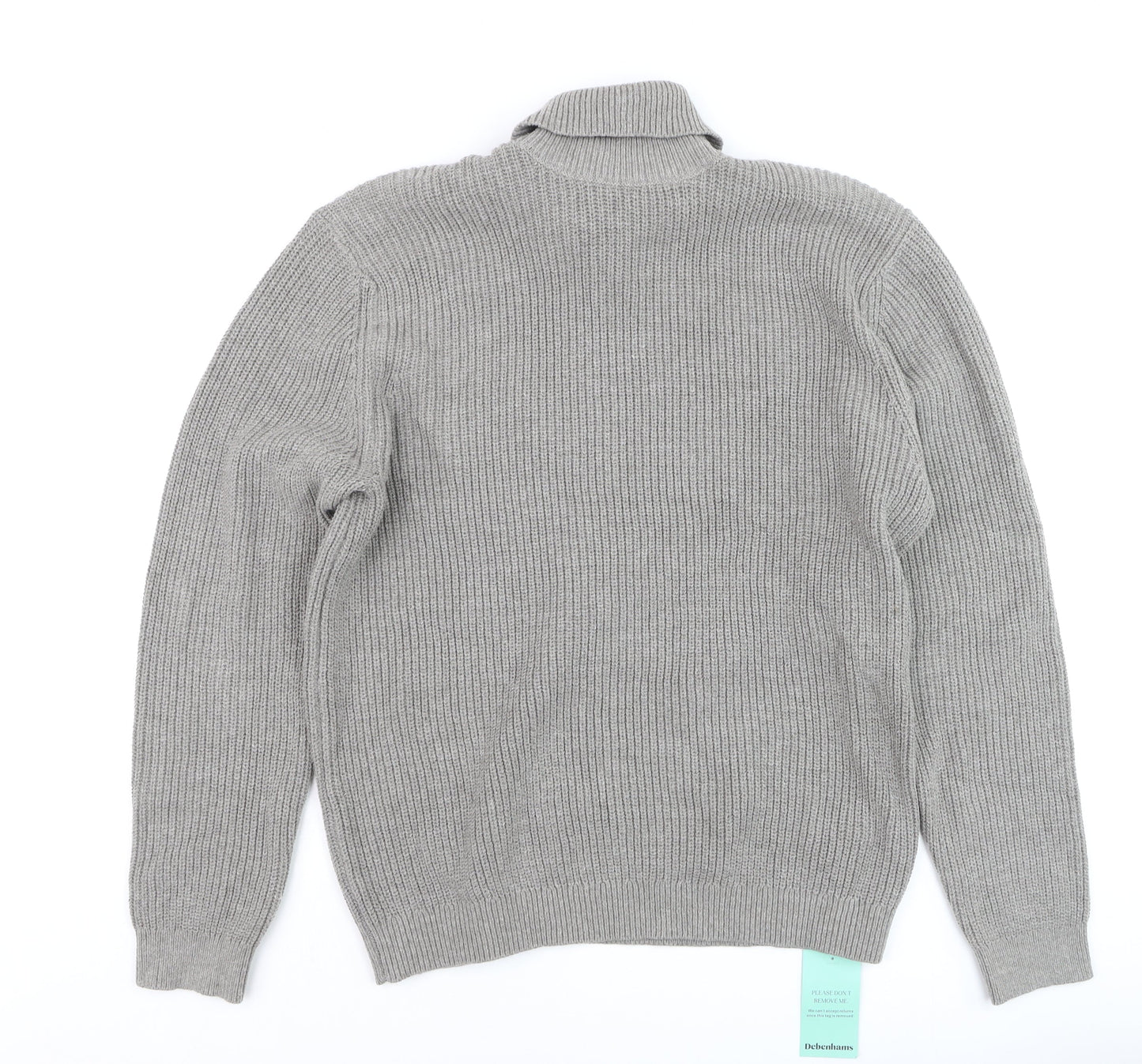 Burton London Men's Grey Roll Neck Cotton Blend Jumper Size L