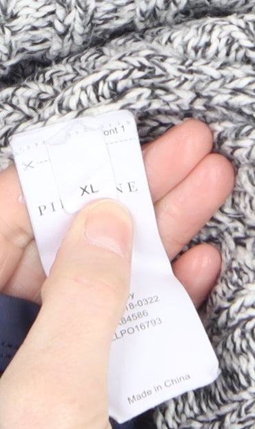 Pier One Men's Grey XL High Neck Wool Blend 1/2 Zip Cable Knit Jumper