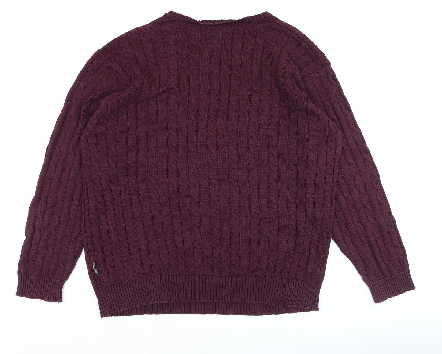 French Connection Men's Purple 3XL Cable-Knit Cotton Jumper