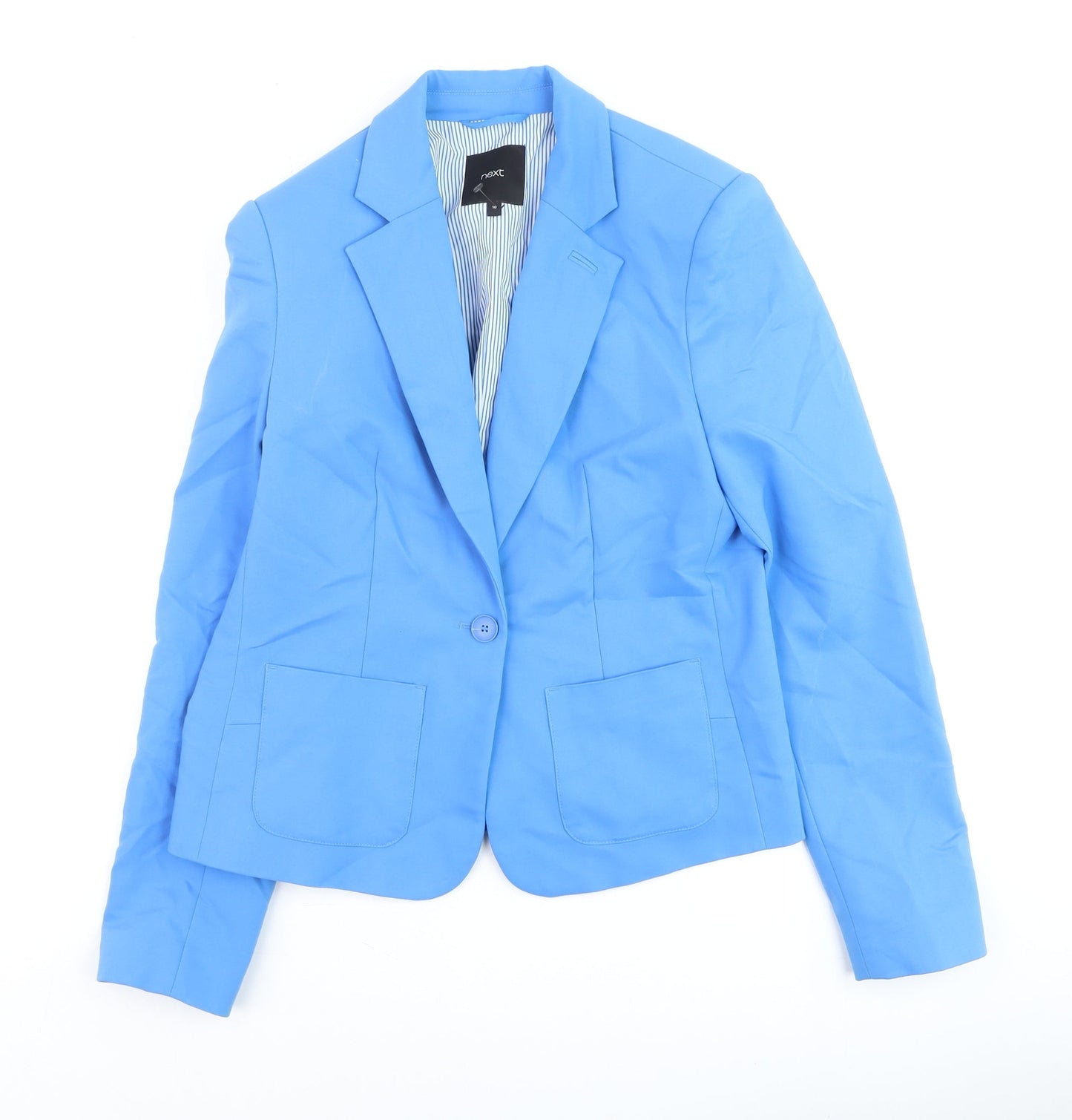 Next Women’s Blue Cotton-Blend Blazer Size 10 Smart Work Jacket