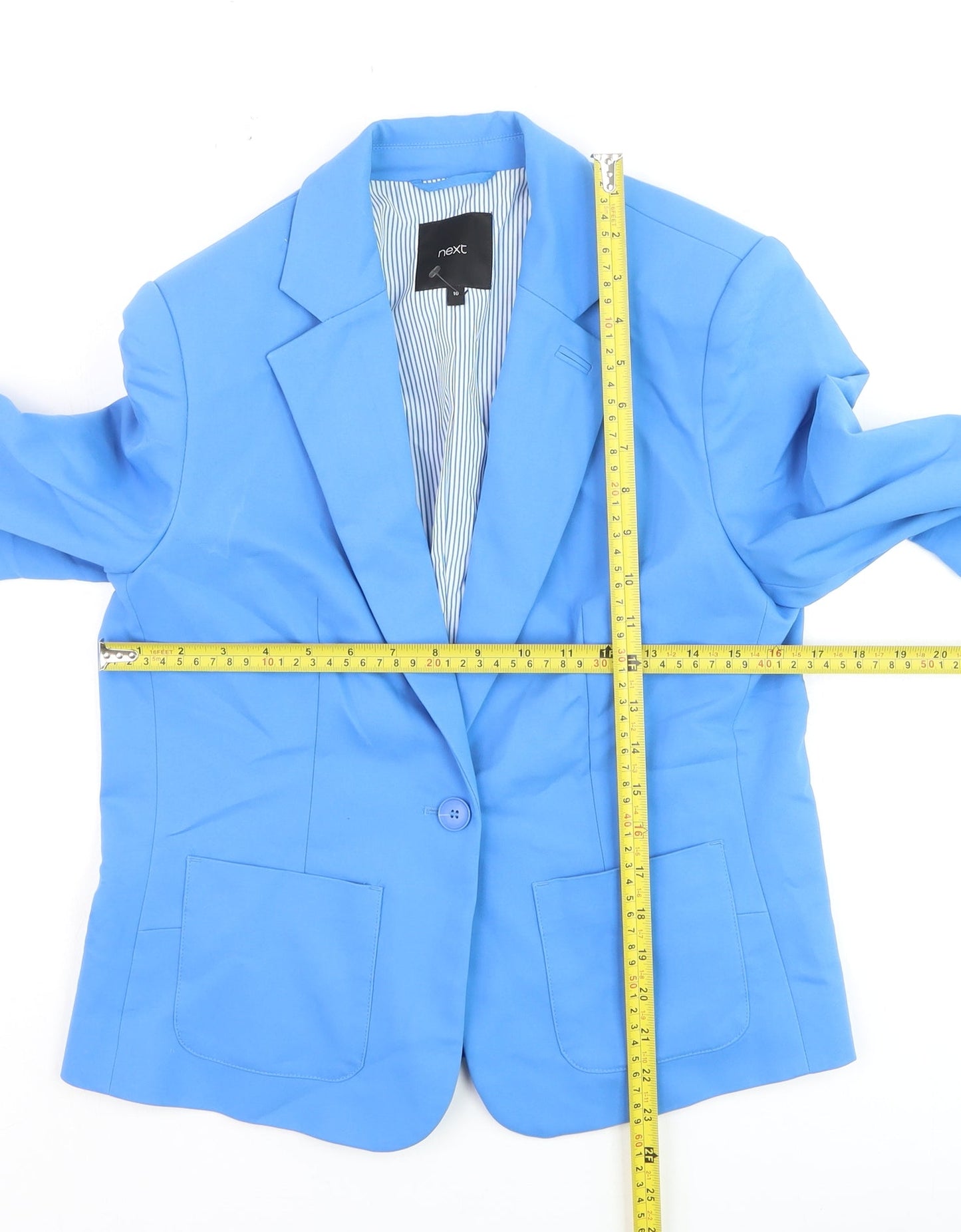 Next Women’s Blue Cotton-Blend Blazer Size 10 Smart Work Jacket