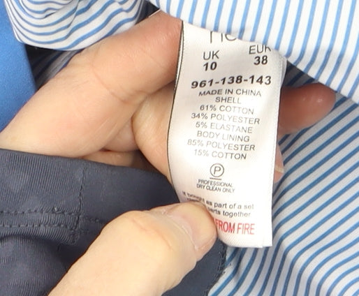 Next Women’s Blue Cotton-Blend Blazer Size 10 Smart Work Jacket