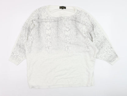 Additional front view of Frank Usher women’s white rhinestone snake print jumper xl