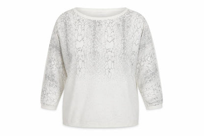 Front view of Frank Usher women’s white rhinestone snake print jumper xl