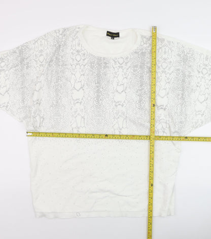 Back view of Frank Usher women’s white rhinestone snake print jumper xl