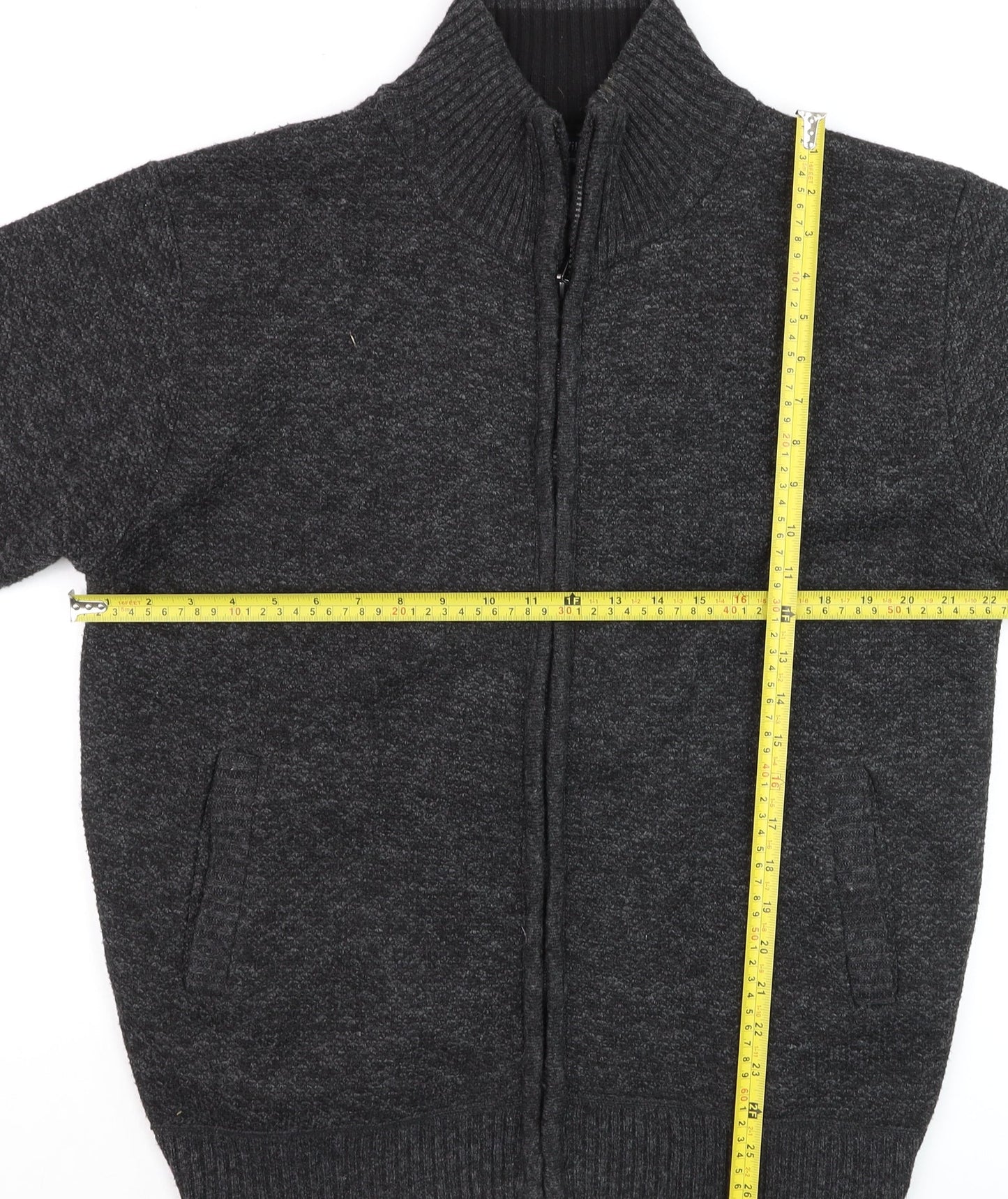 J.J. Willis Men's Grey Full Zip High Neck Lined Jumper Size M