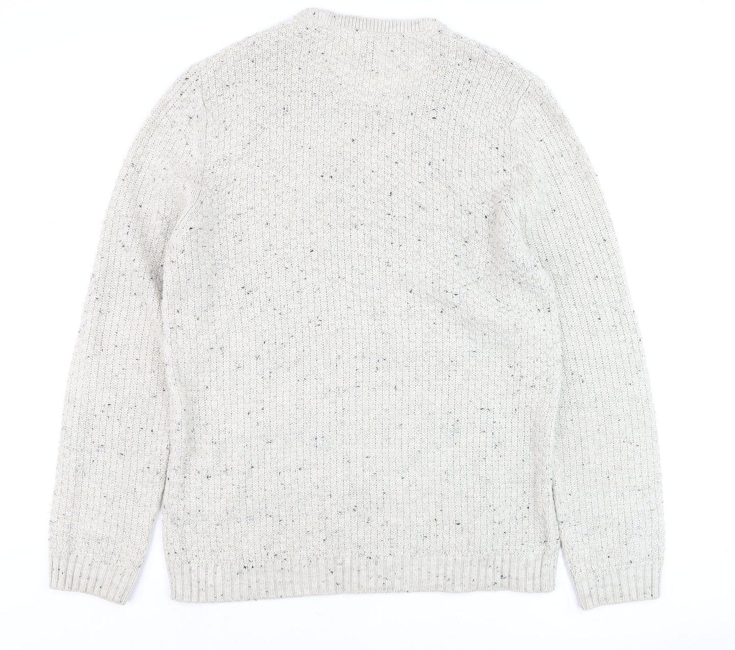 River Island Mens Beige Cable-Knit Crew Neck Jumper Size L