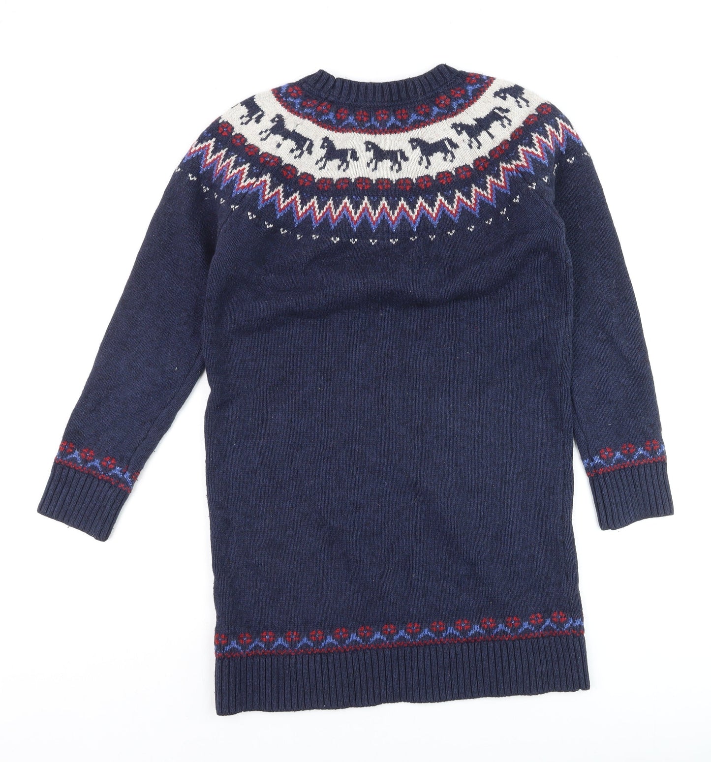 FatFace Girls Blue Fair Isle Knit Sweater Dress 11-12 Years Winter Casual