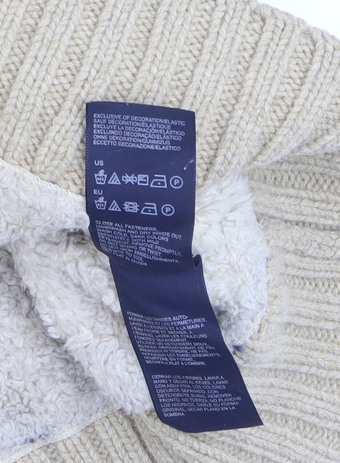 Tommy Hilfiger Men Beige Cable-Knit Full Zip Wool Cardigan L