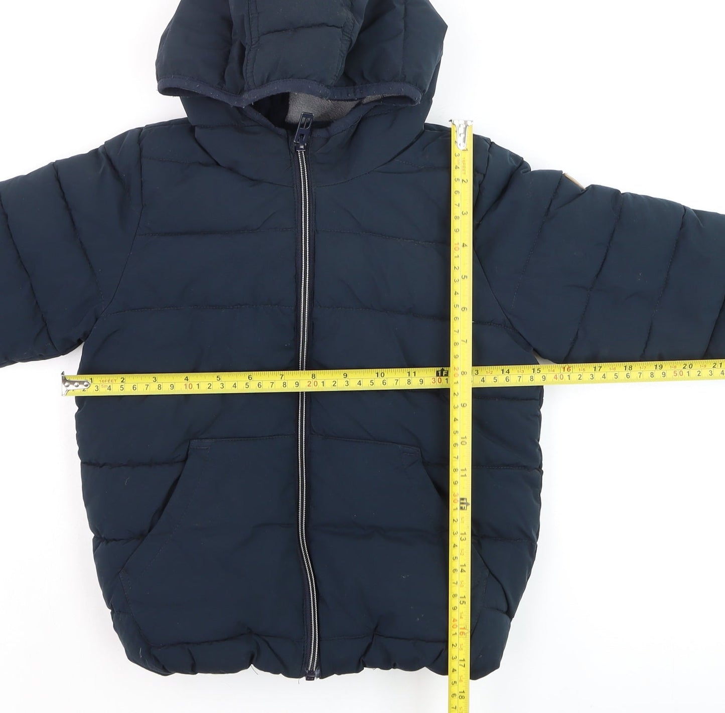 Next Boys Blue Hooded Puffer Jacket 4-5 Years Winter Lined Coat