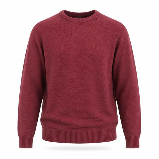 Marks & Spencer Men's Red Cotton Blend Crew Neck Jumper Size M
