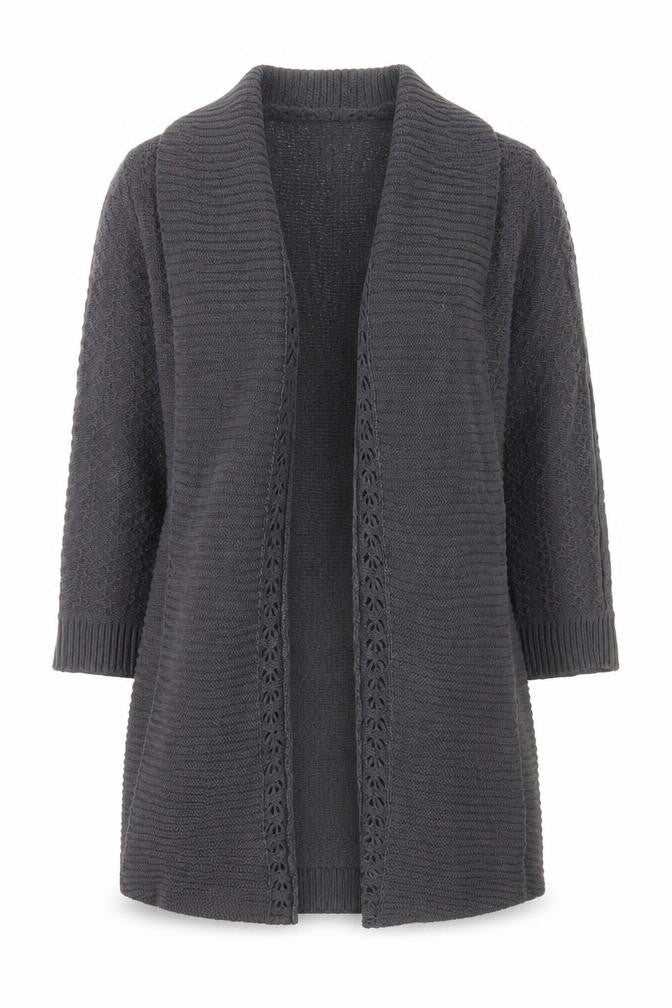 H&M Women’s Grey Knit Cardigan Size 8 Belted Open Front