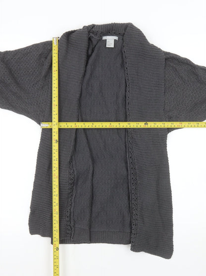 H&M Women’s Grey Knit Cardigan Size 8 Belted Open Front