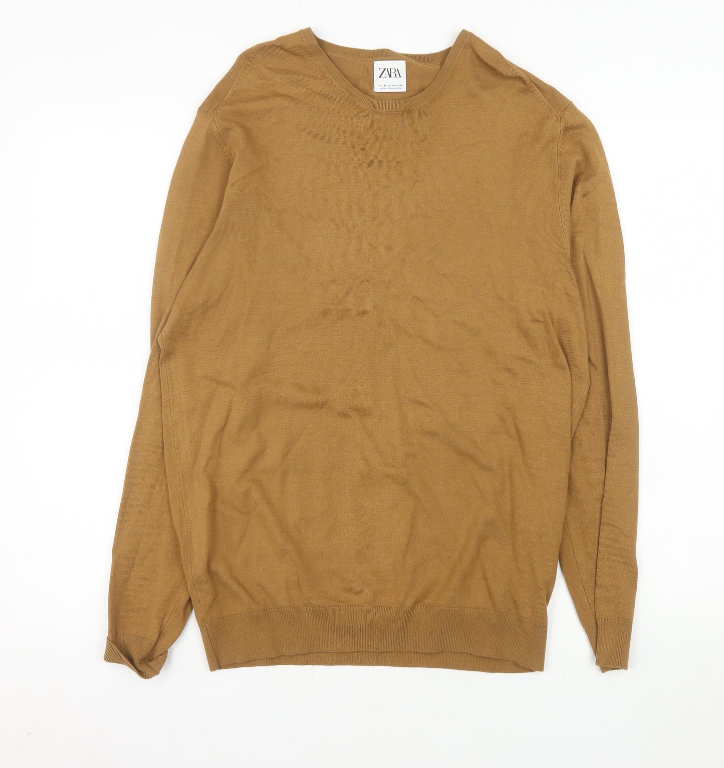 Zara Men’s Brown Viscose Blend Crew Neck Pullover Jumper M