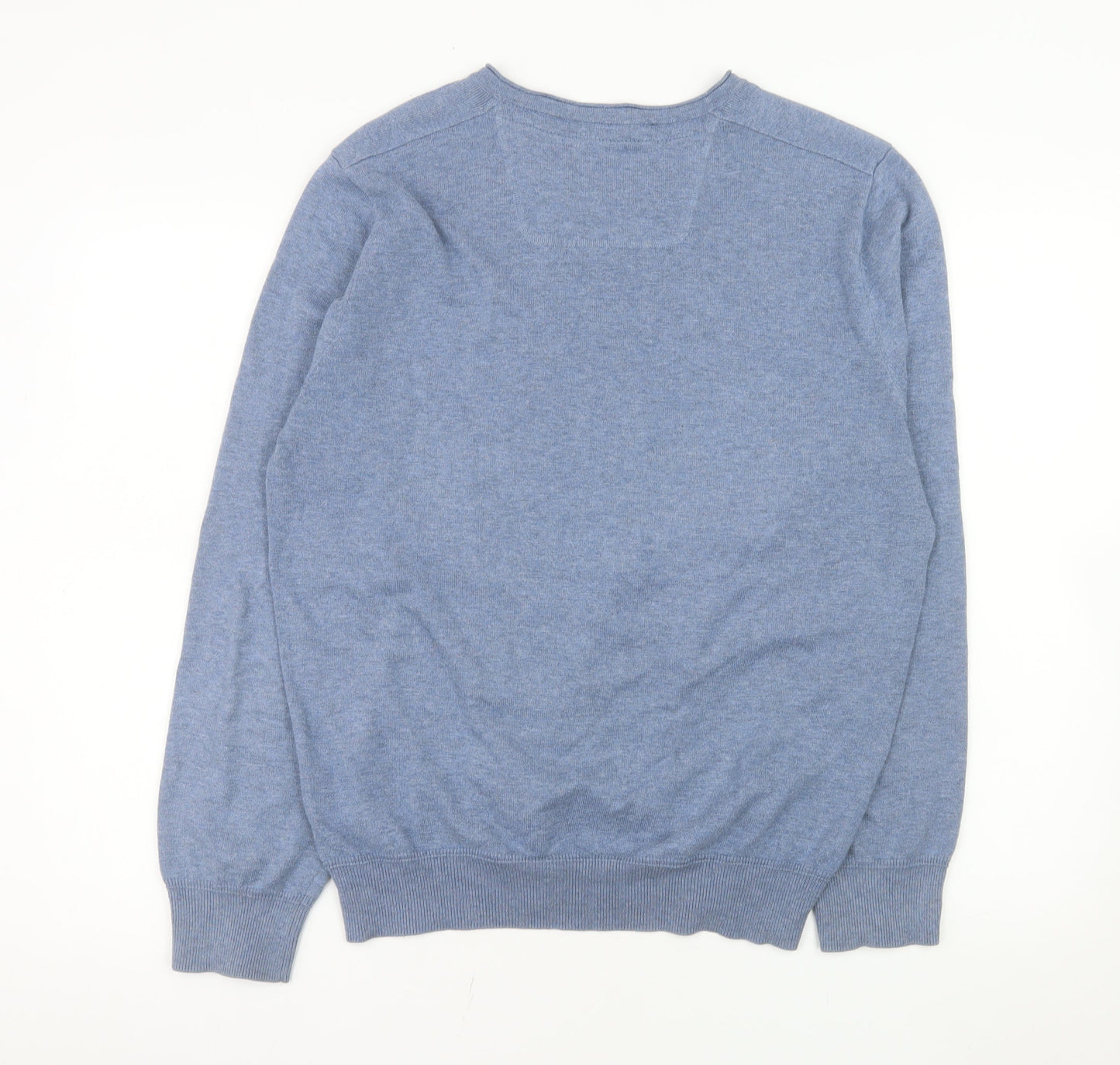 Rocha John Rocha Men's Blue Cotton V-Neck Jumper Size M