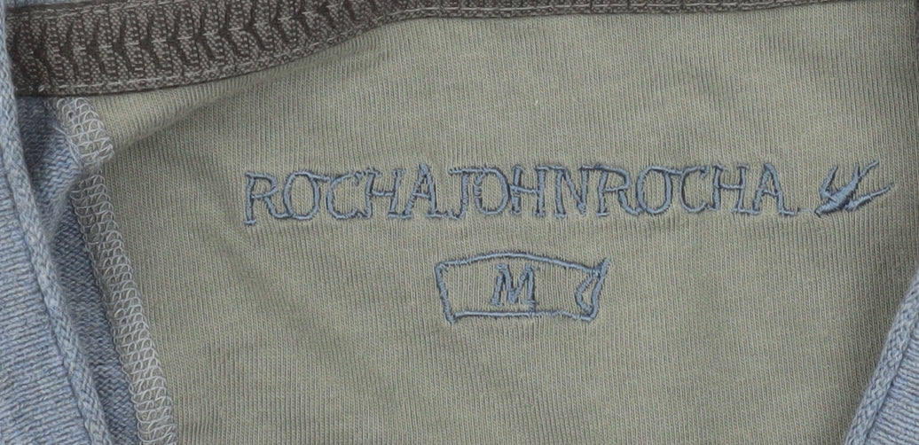 Rocha John Rocha Men's Blue Cotton V-Neck Jumper Size M