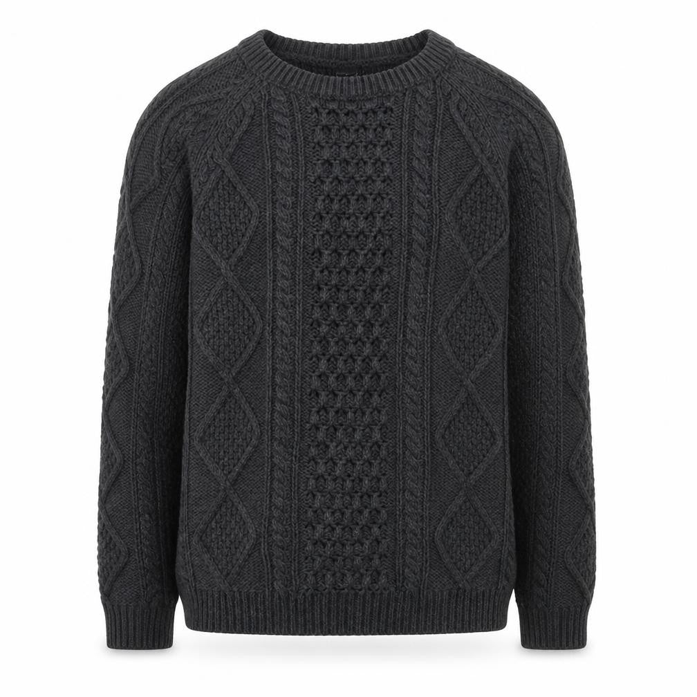 GAP Men's Grey Cable-Knit Cotton Crew Neck Jumper Size M
