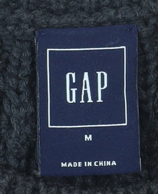 GAP Men's Grey Cable-Knit Cotton Crew Neck Jumper Size M
