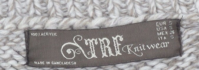 TRF Knitwear Beige Acrylic Chunky-Knit Cardigan S Long Sleeve