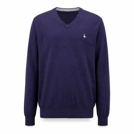 Jack Wills Men's Purple XS V-Neck Cotton Cashmere Jumper