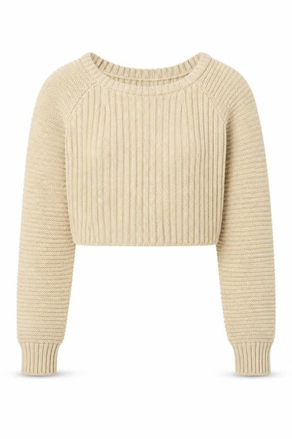 PRETTYLITTLETHING Women Beige Petite M Rib Knit Pullover Jumper