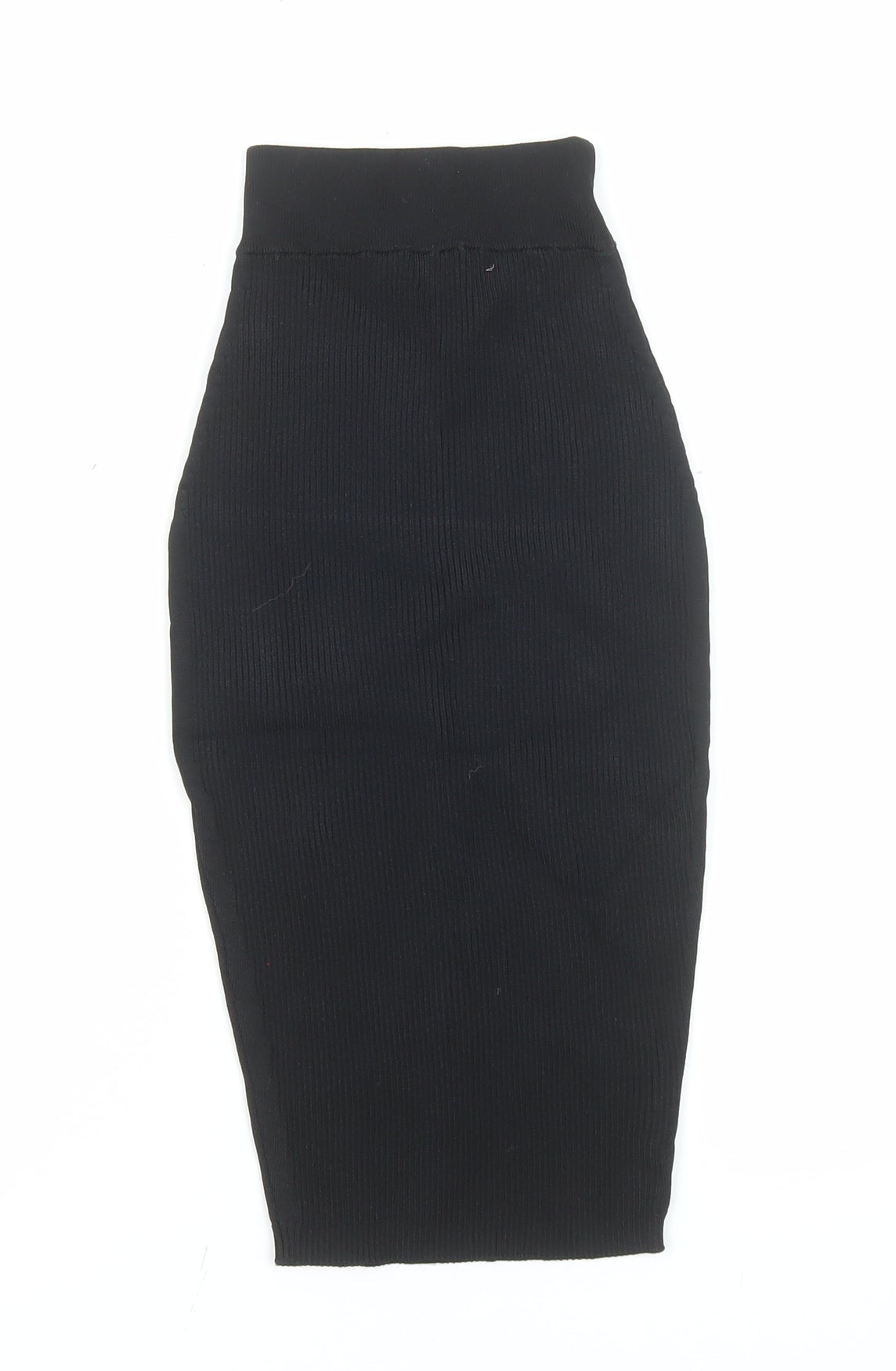 Stella & Jamie Women’s Black XS Ribbed High Waist Midi Pencil Skirt