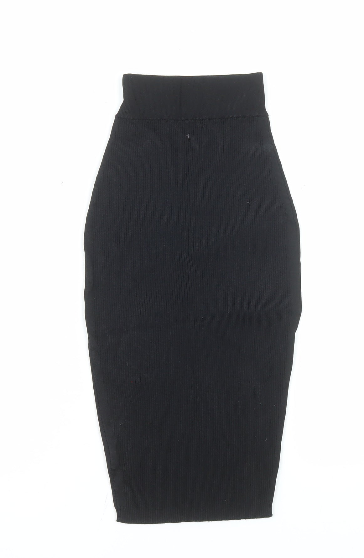 Stella & Jamie Women’s Black XS Ribbed High Waist Midi Pencil Skirt