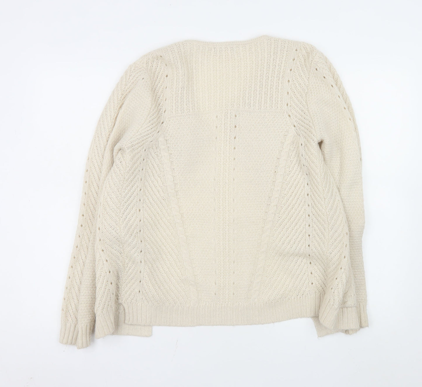 Marks and Spencer Women’s Ivory Cable Knit Long Sleeve Cardigan Size 10