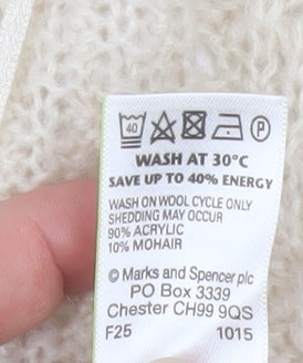 Marks and Spencer Women’s Ivory Cable Knit Long Sleeve Cardigan Size 10