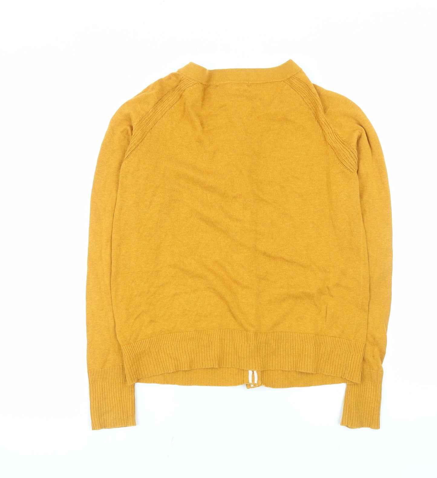 White Stuff Women Yellow Cotton Crew Neck Cardigan Size 8