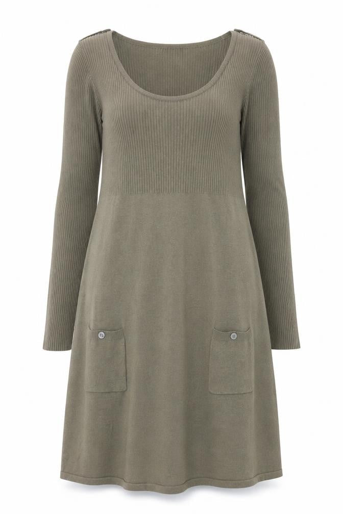 Wallis Women Brown Knit Jumper Dress M Long Sleeve Scoop Neck