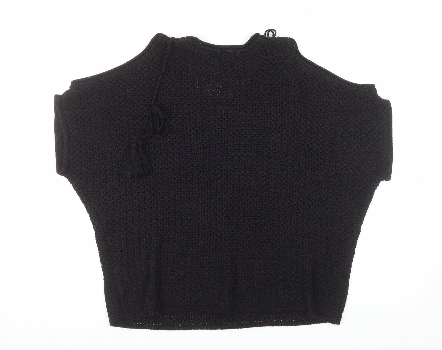 Next Women Black Sleeveless Open-Knit Pullover Jumper Size M