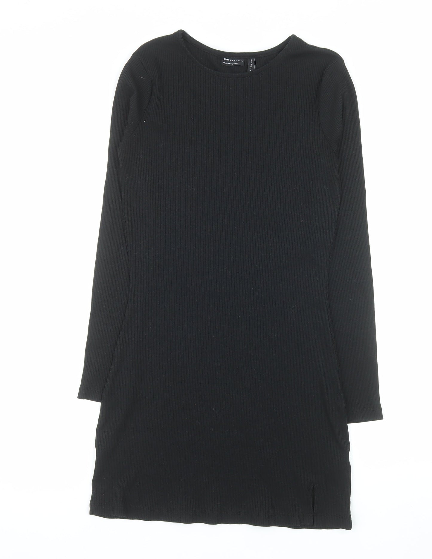 ASOS Women Black Size 14 Bodycon Long Sleeve Knit Dress