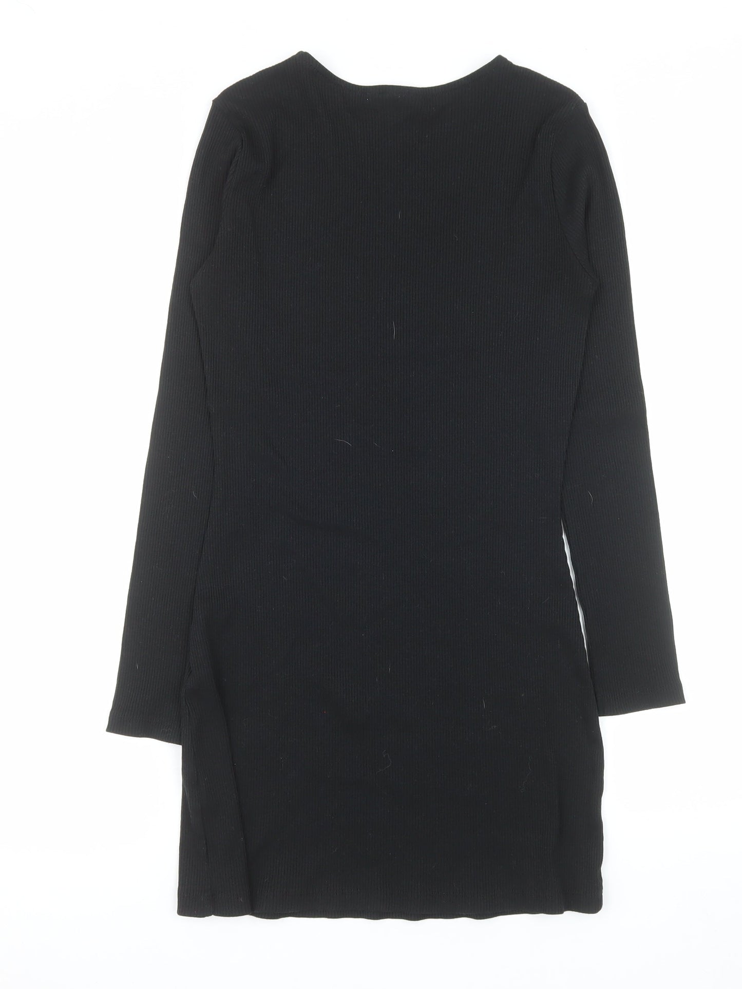 ASOS Women Black Size 14 Bodycon Long Sleeve Knit Dress