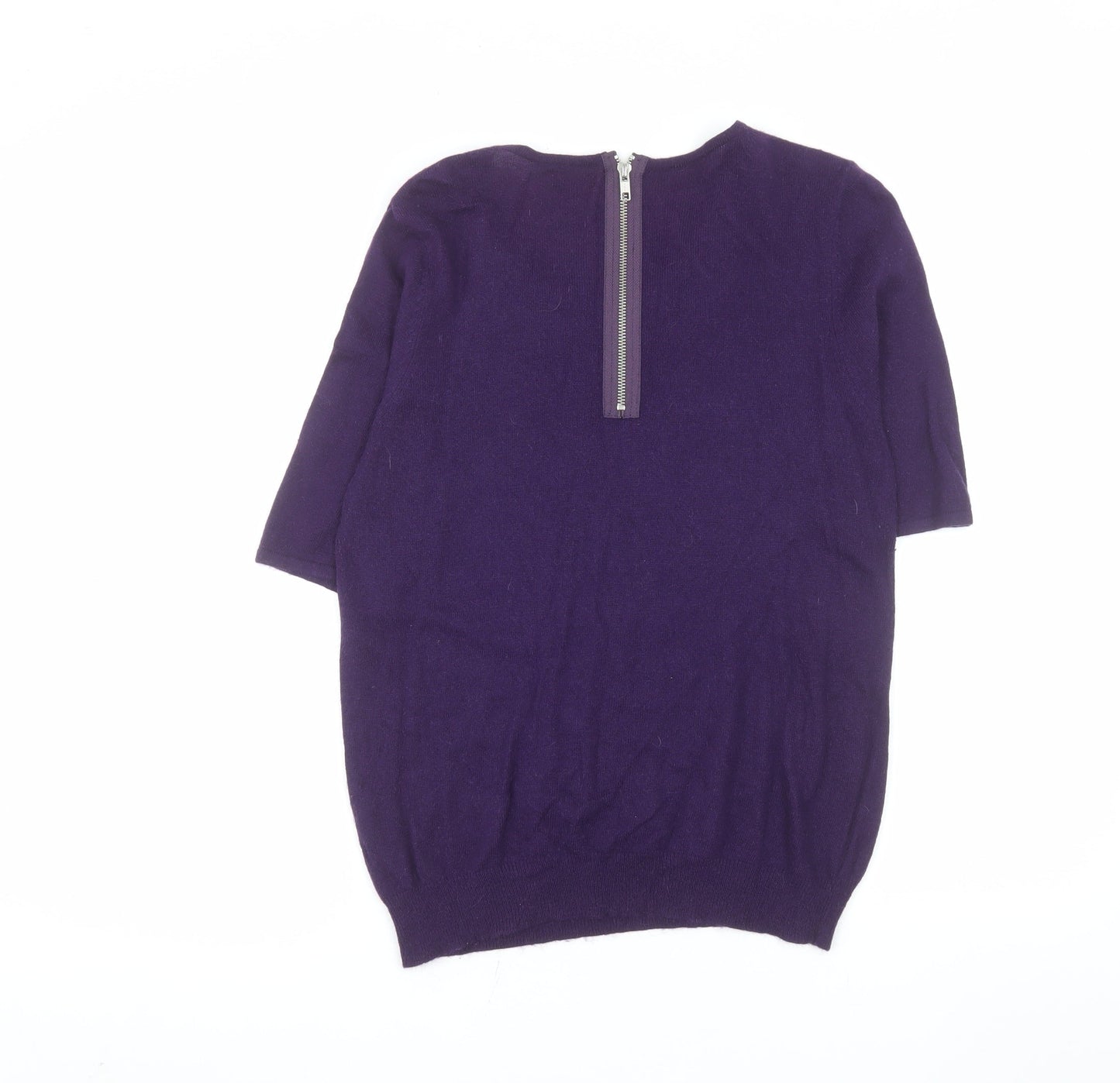 M&Co Boutique Women's Purple Beaded Collar Short Sleeve Top Size 16