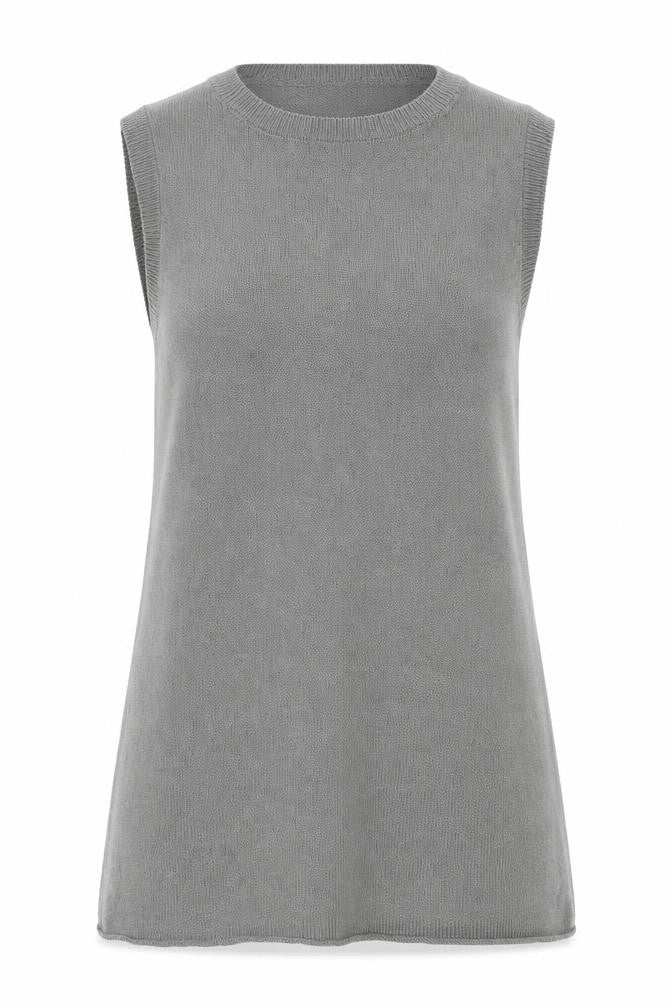 ZARA Women Grey Knit Sleeveless Vest Jumper Size M