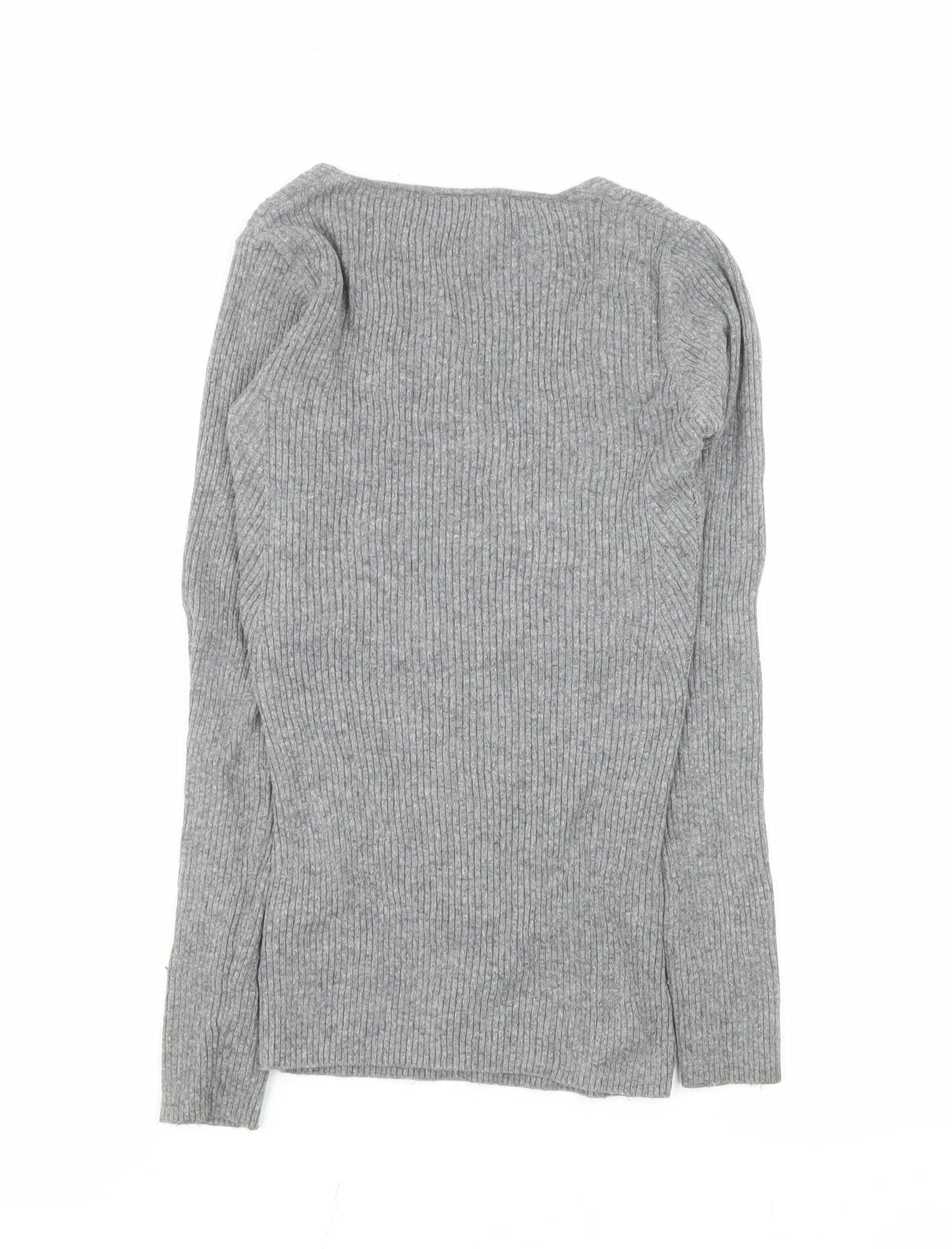 French Connection Women's Grey V-Neck Knit Top XS