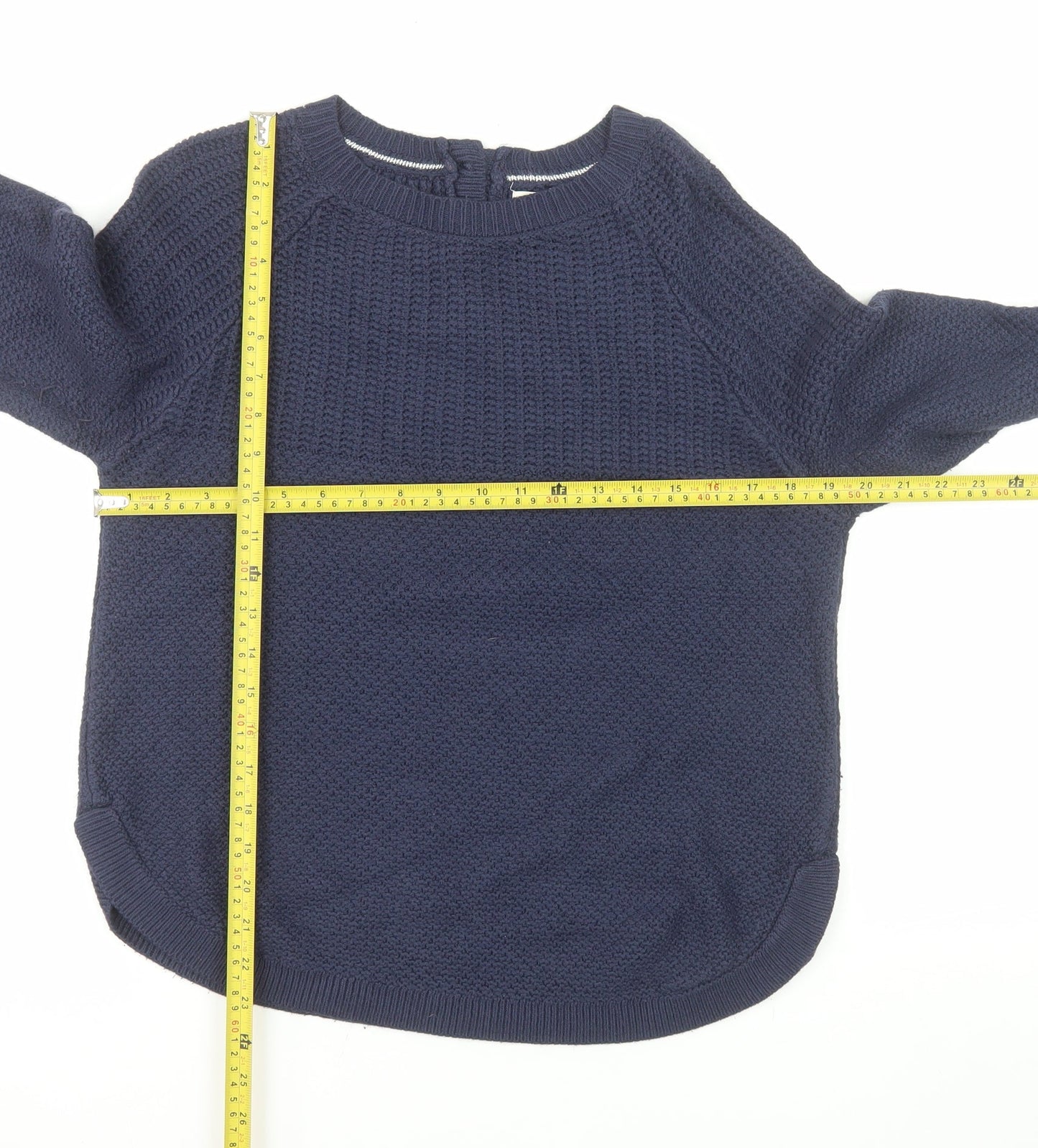 Fat Face Women's Blue Crew Neck Waffle-Knit Jumper UK 10