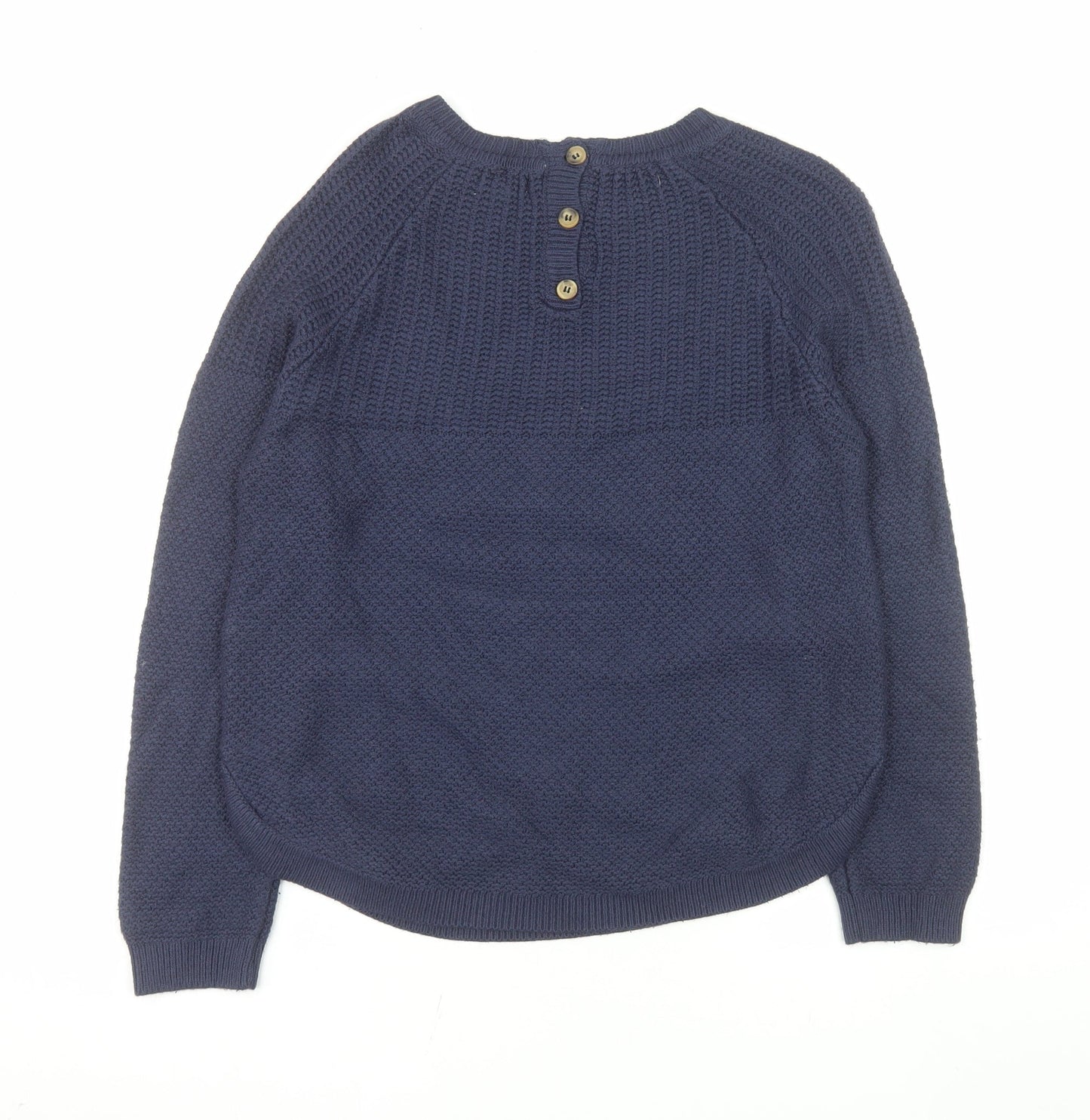 Fat Face Women's Blue Crew Neck Waffle-Knit Jumper UK 10