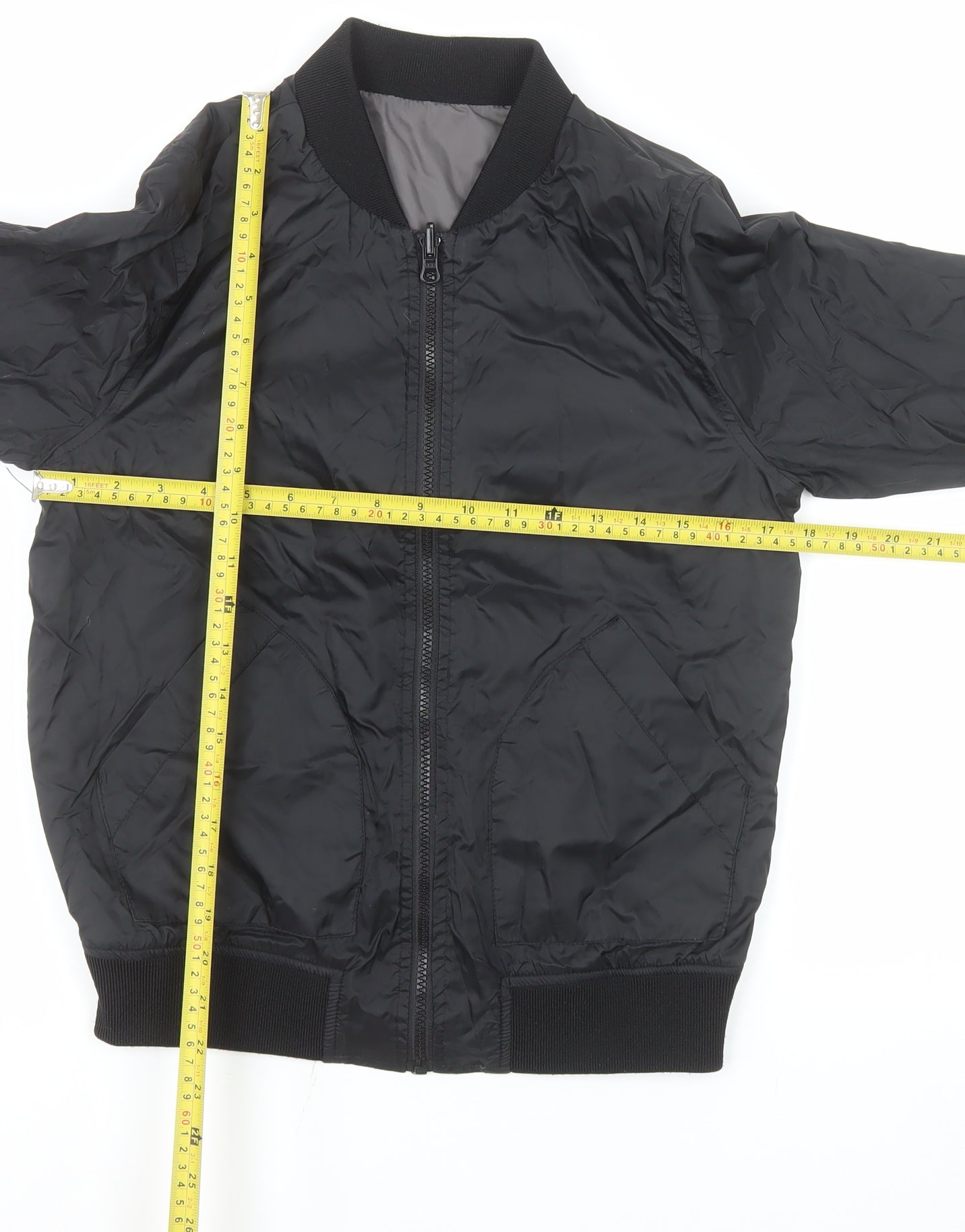Very Girls Black Bomber Jacket 12 Years Lined Full Zip Casual Outerwear