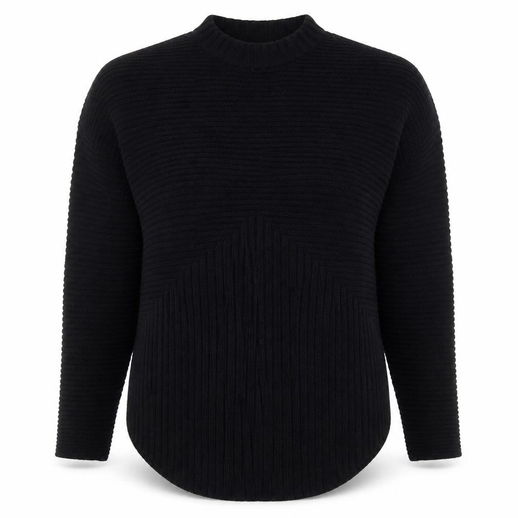 Label Lab Women's Black Cotton Ribbed Crew Neck Jumper Size 10