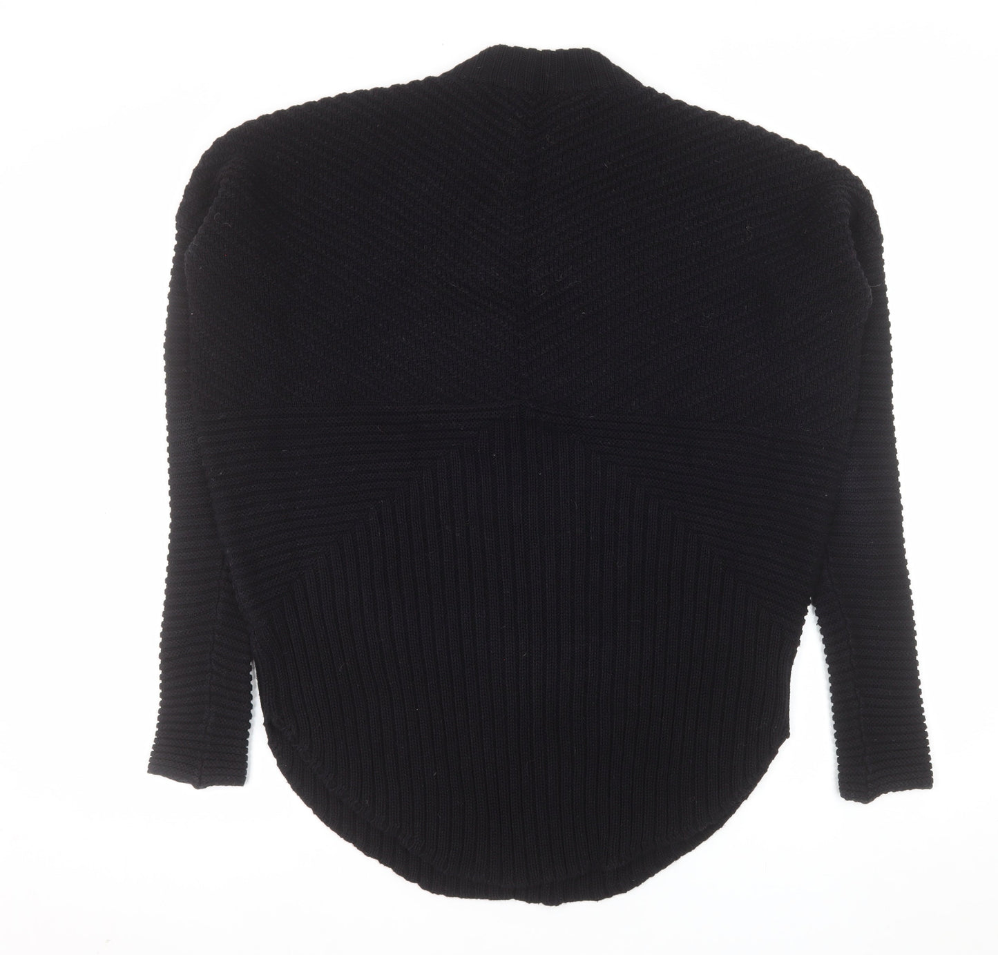 Label Lab Women's Black Cotton Ribbed Crew Neck Jumper Size 10