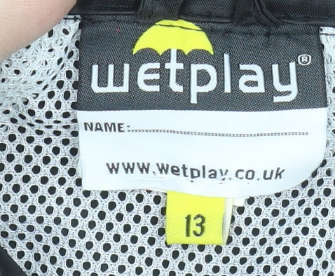 Wetplay Boys Black Waterproof Rain Coat Jacket 13 Years Polyester