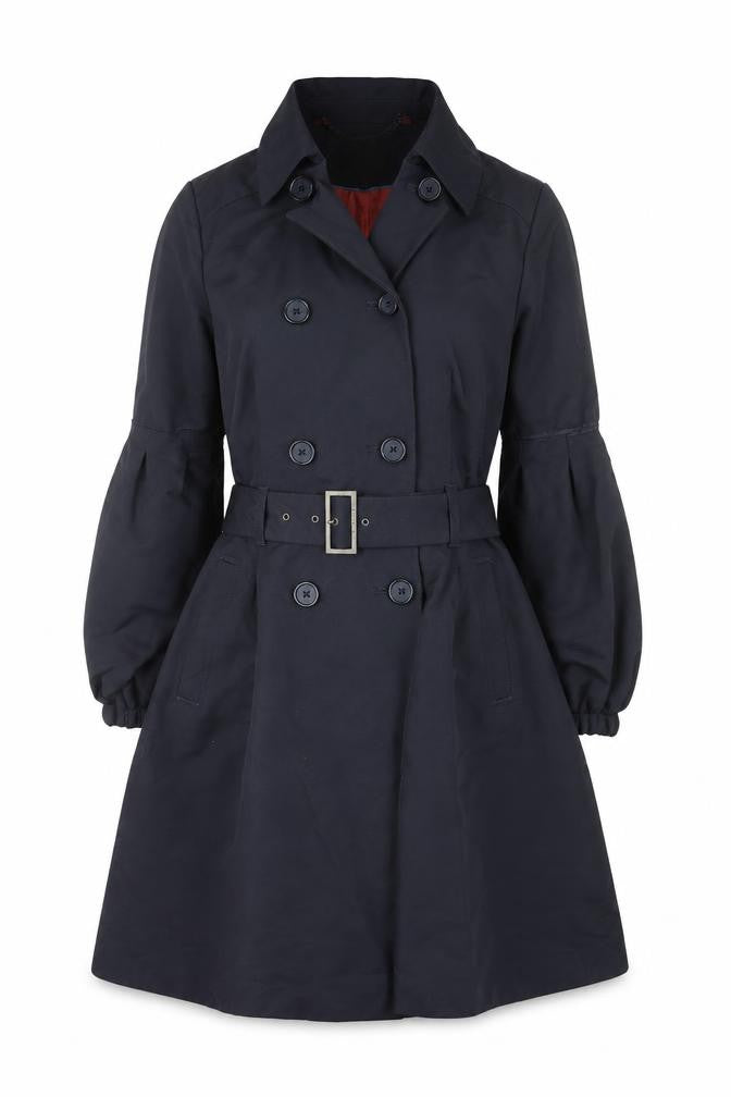 Ted Baker Women's Black Trench Coat Size 10 Belted Wool Blend