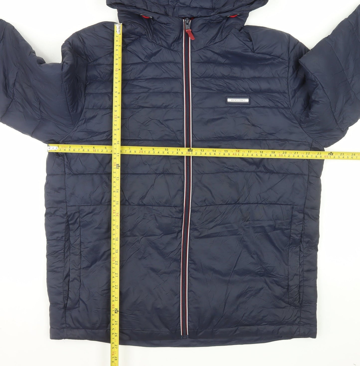 Jack & Jones Men's Blue XL Puffer Jacket Hooded Nylon Winter Coat