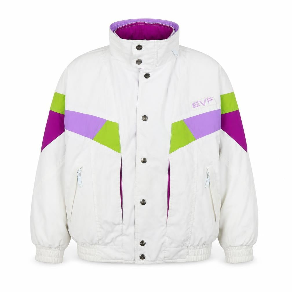 EVF Teens White 90s Retro Ski Jacket Size 8 Polyester Winter