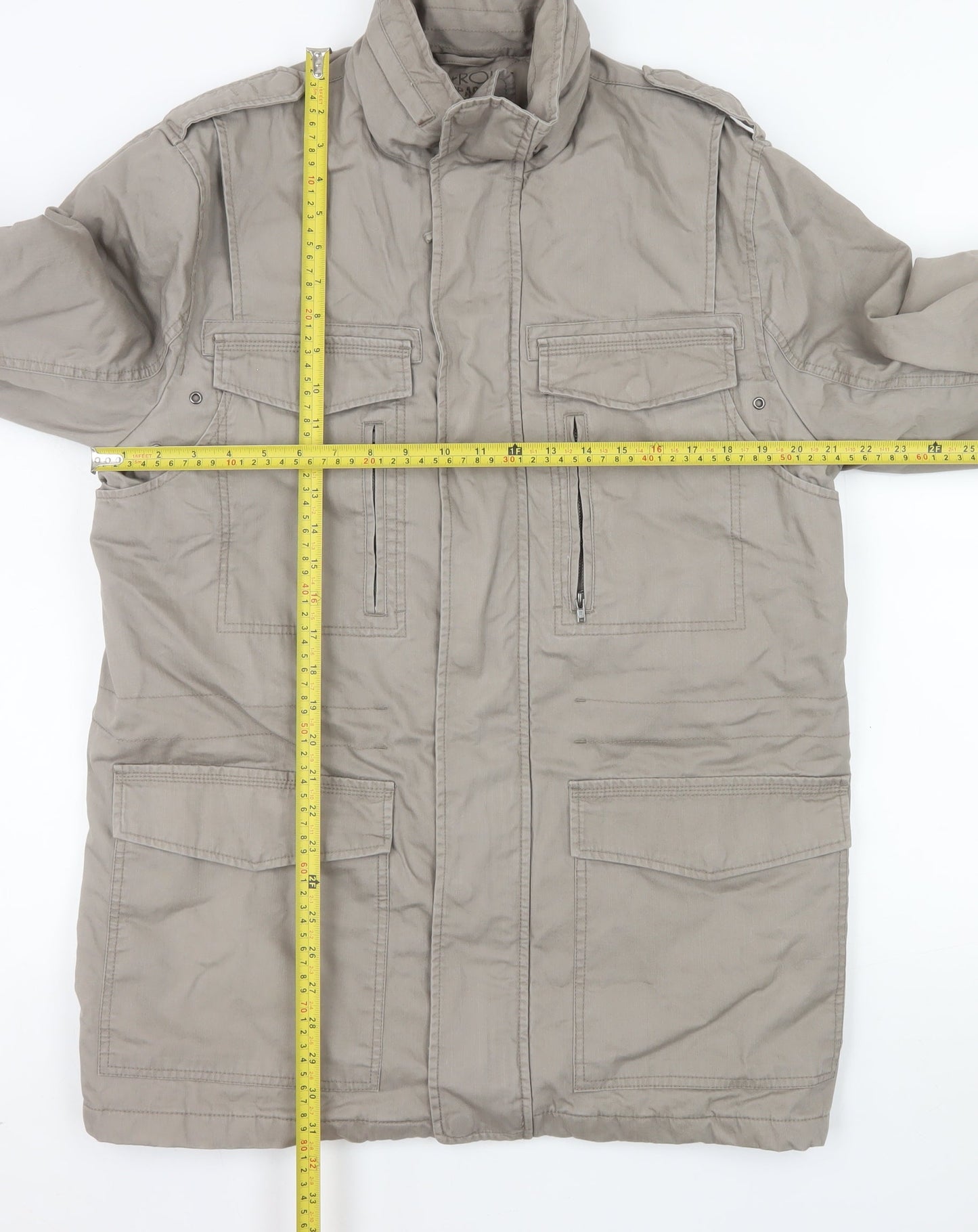Cherokee Men's Beige Military Jacket M 38in Cotton Twill Mid-Length
